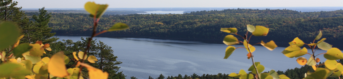 scenic aerial view of river from hill top